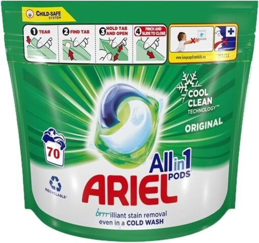 Ariel All-in-One Pods – 70 Washes | Laundry Detergent Capsules (Pack of 1)