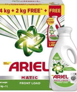 Ariel Matic Front Load + Matic Liquid Free Detergent Washing Powder – 6kg + 1L Liquid Free