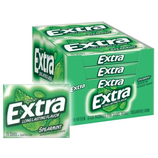 EXTRA Spearmint Sugarfree Chewing Gum – 15 Pieces