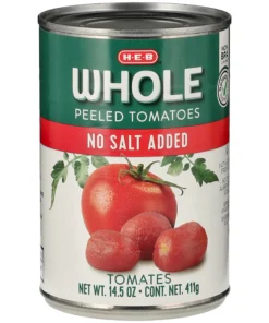 H-E-B No Salt Added Whole Peeled Tomatoes, 14.5 oz (411g)