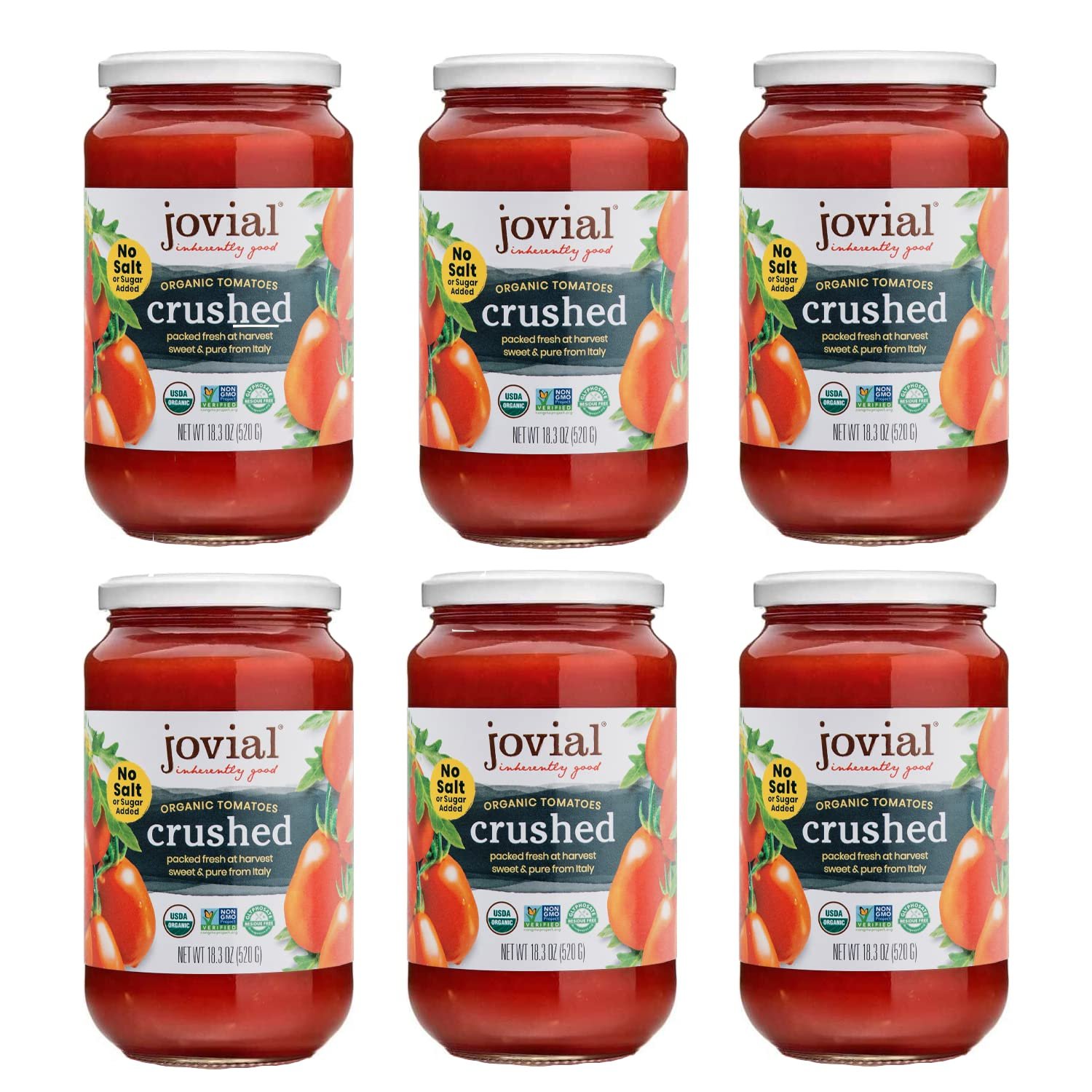 Jovial Crushed Tomatoes – Organic, Non-GMO, USDA Certified Organic, No Additives, BPA-Free