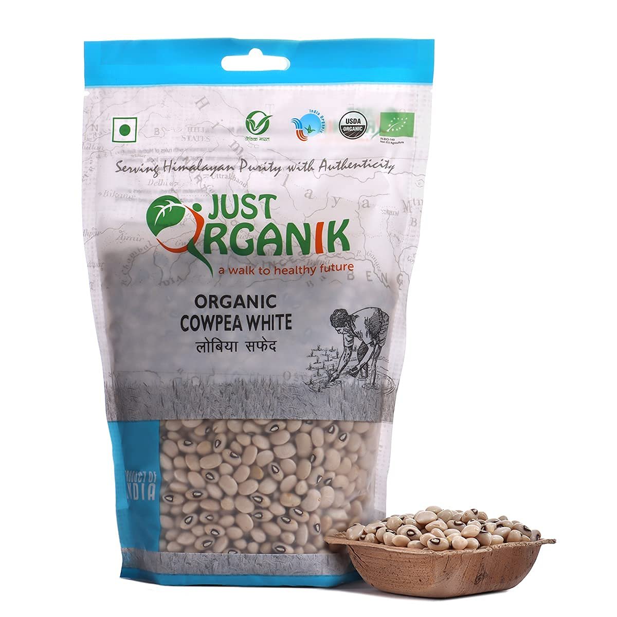 Just Organik Cowpea (Lobia) White 1 kg (2 x 500g) – 100% Organic