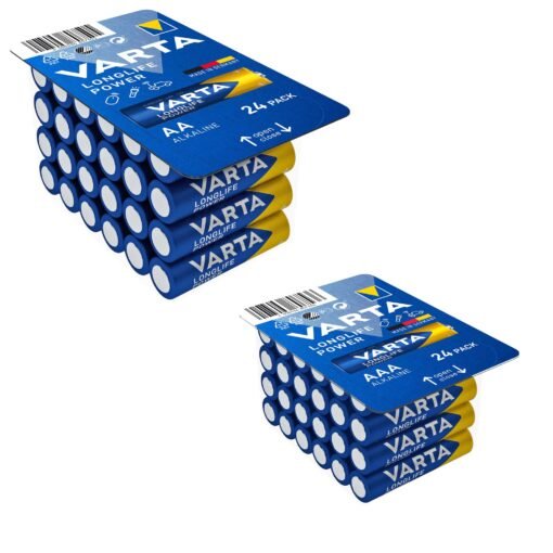 Varta Longlife Power Alkaline Battery Set – 24 AA Mignon 4906 + 24 AAA Micro 4903 (48 Pieces)