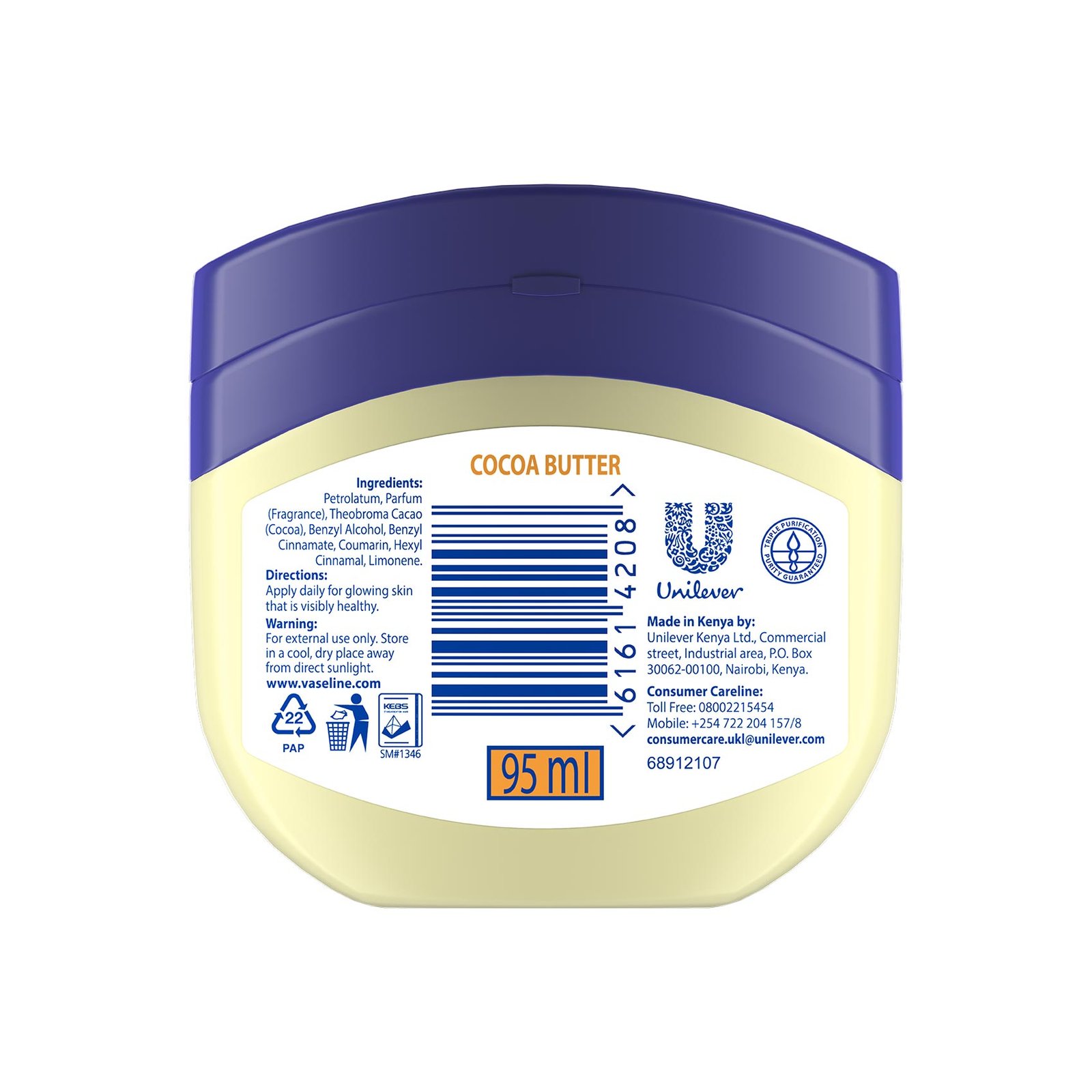 Vaseline Petroleum Jelly with Cocoa Butter – Professional Grade Moisturizer