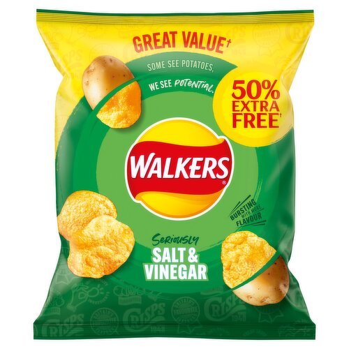 Walkers Salt & Vinegar Crisps – 50% Extra Free (33g)