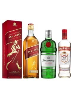 Whisky Red Label 1L + Gin Tanqueray + Vodka Smirnoff 998ml – Premium Spirits Collection