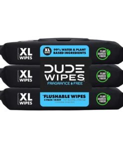 Dude Wipes Dispenser with Flushable Wet Wipes 3 box of 48 Wipes